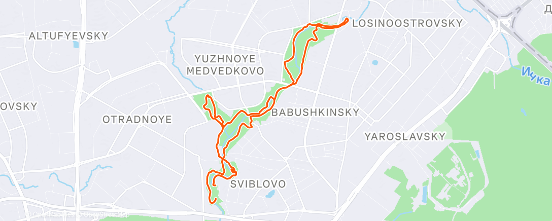 Map of the activity, Morning Run