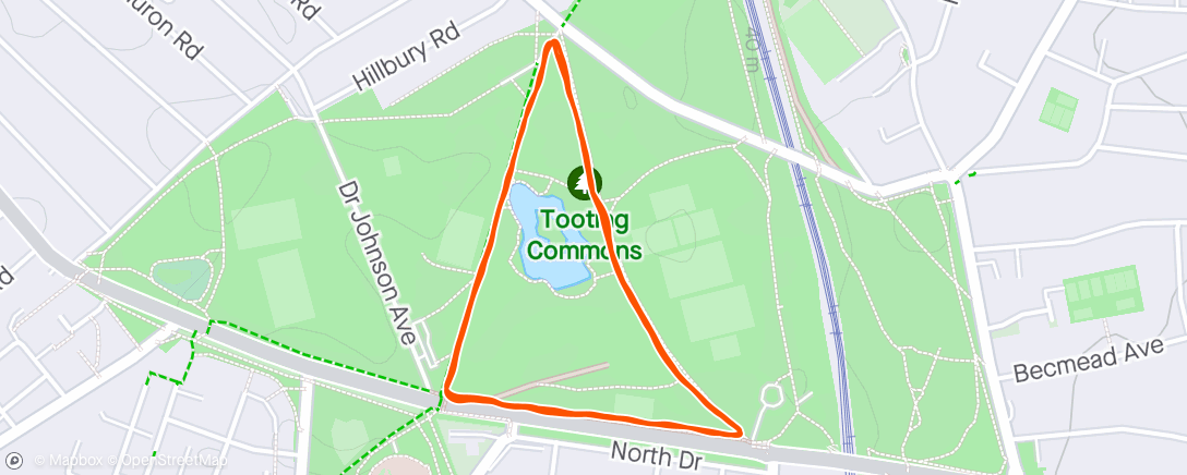 Map of the activity, Tooting parkrun