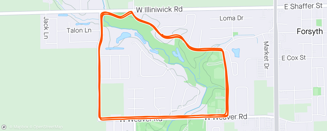Map of the activity, Evening Run - 3 laps or 15 km