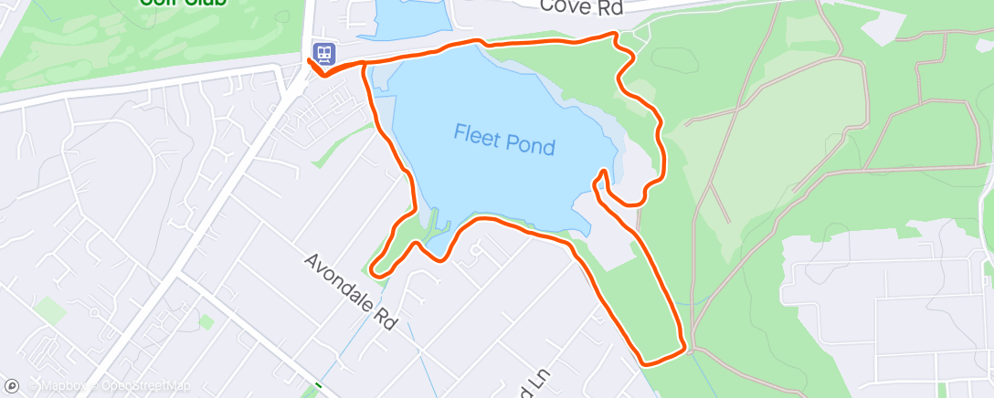 Map of the activity, Run round Fleet Pond