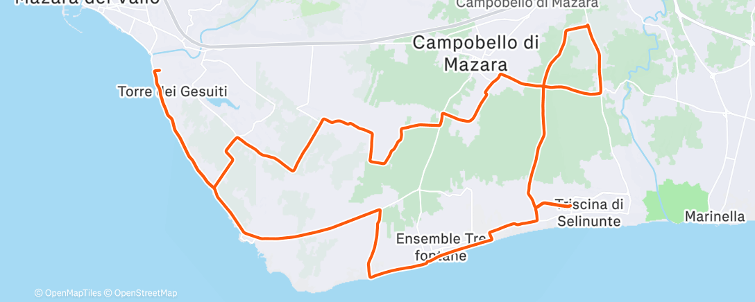 Map of the activity, Lunch Ride