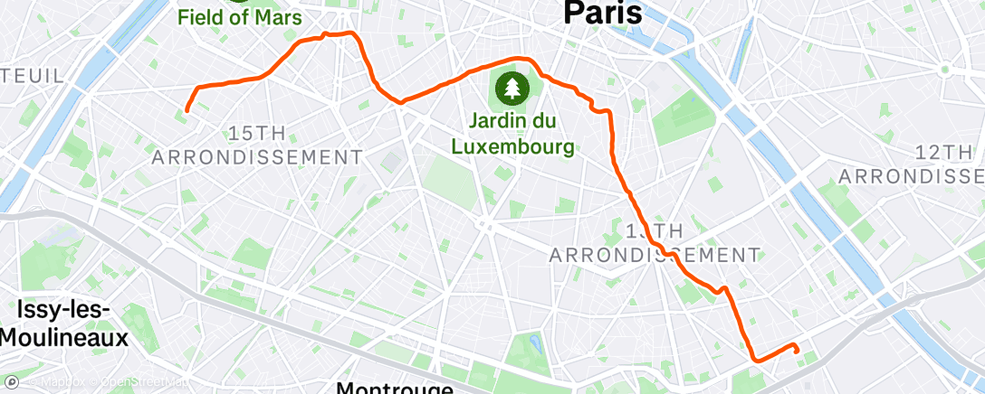 Mapa da atividade, Course à pied le matin