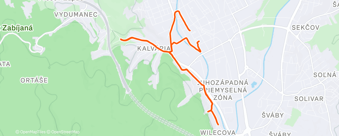 Map of the activity, Afternoon Run