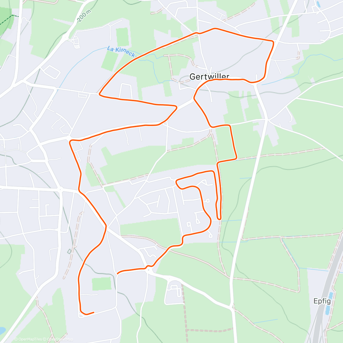 Map of the activity, Course à pied dans l'après-midi