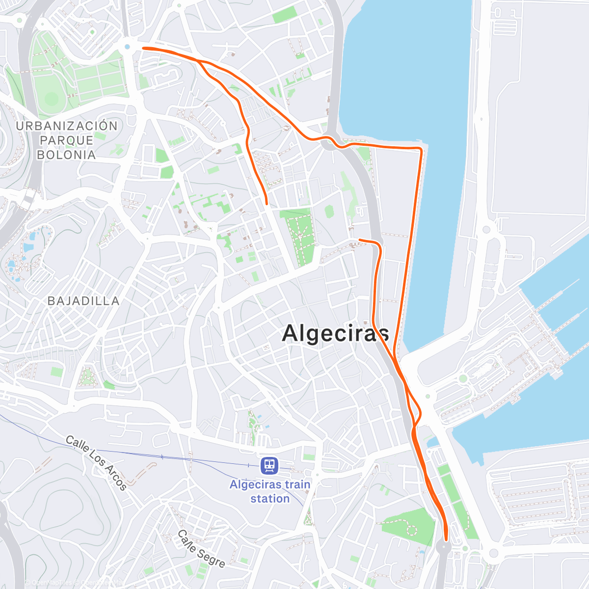 Map of the activity, XII Carrera Solidaria de Navidad de Algeciras