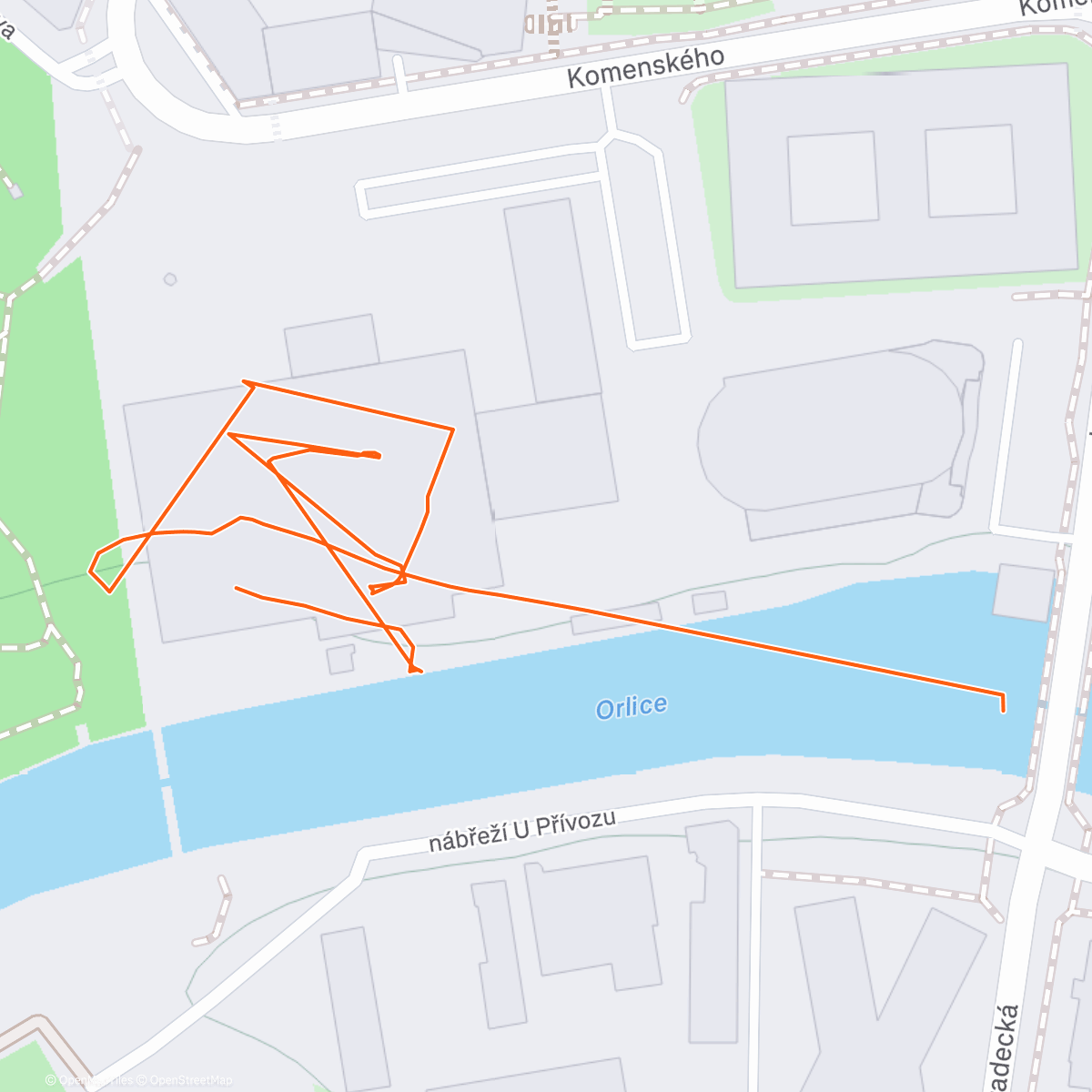 Map of the activity, Zimák 800 - halový OB v HK