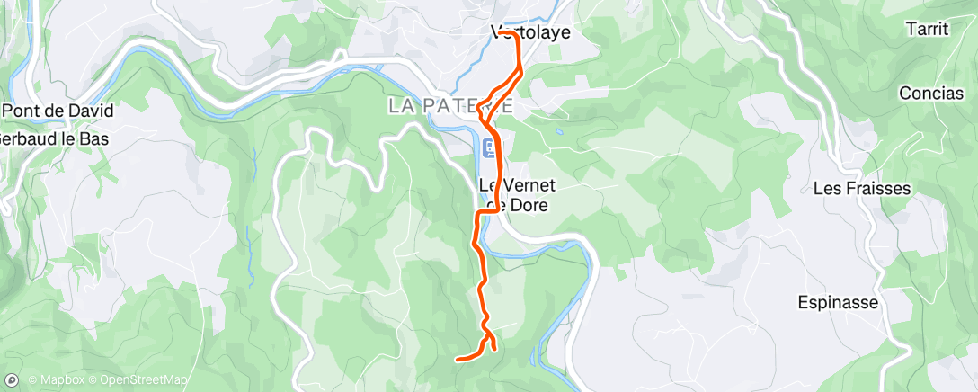 Map of the activity, Course à pied le midi