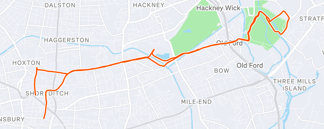 Map of the activity, Evening Run