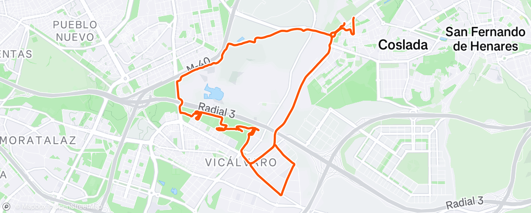 Map of the activity, Bicicleta por la tarde