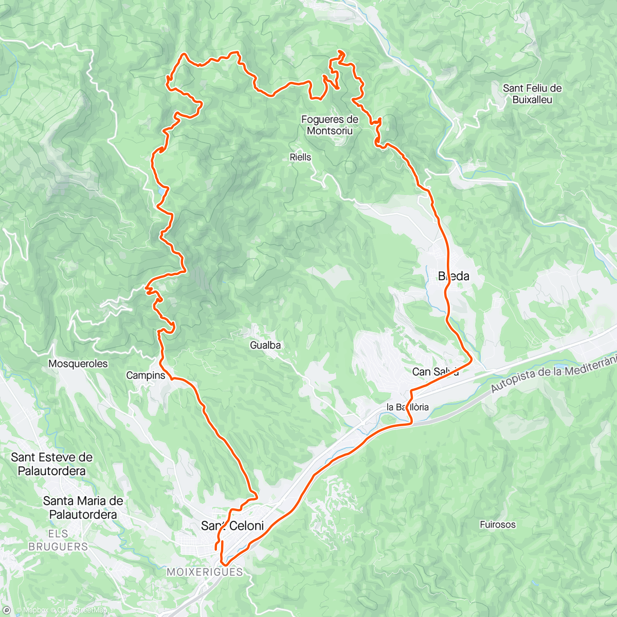 Map of the activity, Castanyer del Roter-Pantà de Santa Fé