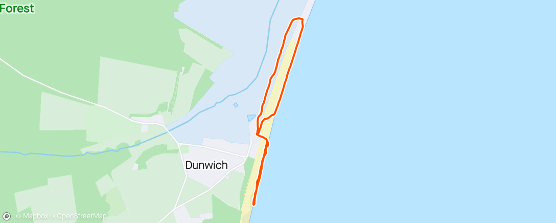 Map of the activity, Breezy family walk on Dunwich beach