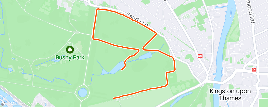 Map of the activity, Bushey Park 5km Week3