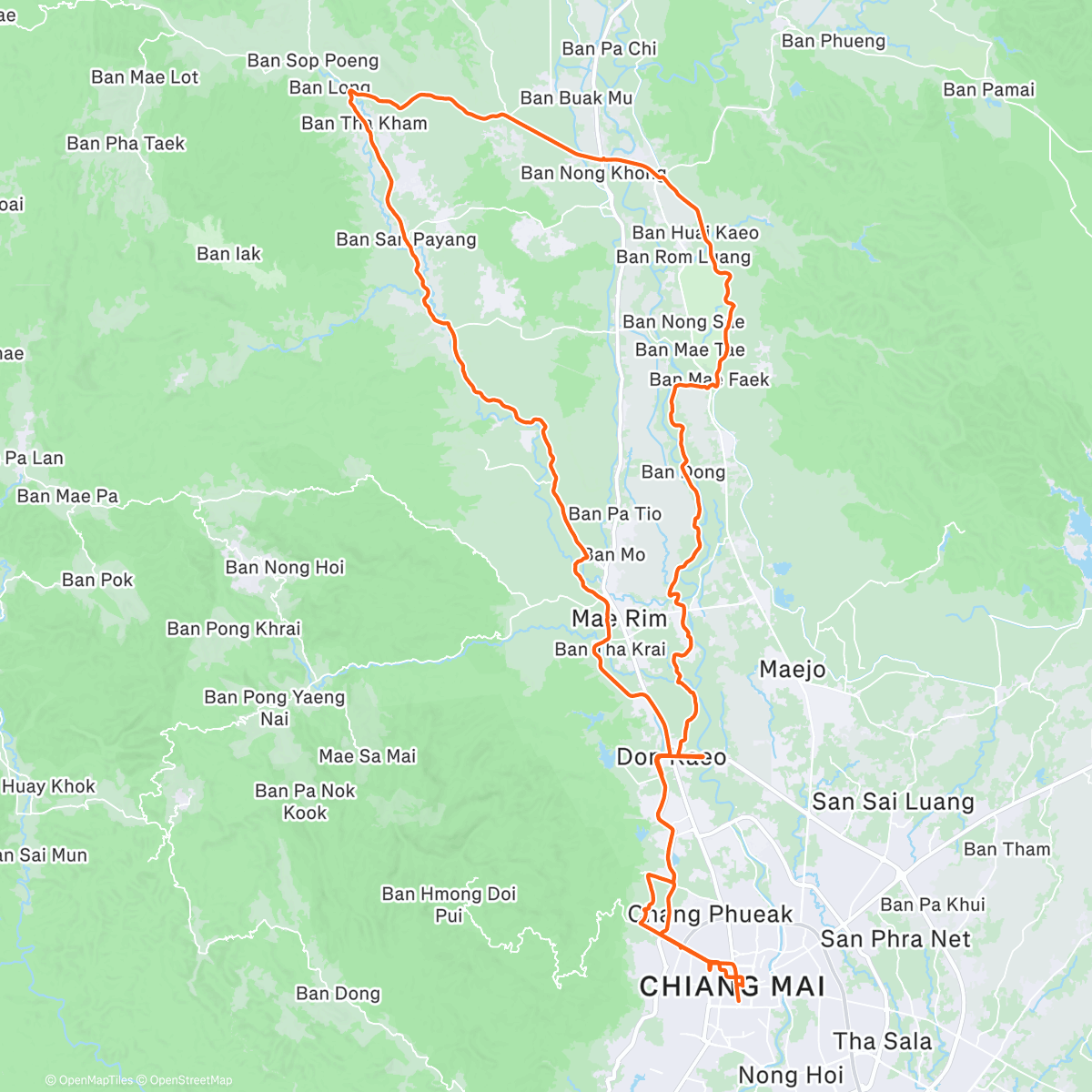 Map of the activity, Northern loop Chiang Mai