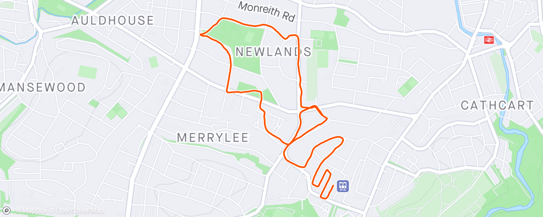 Map of the activity, Newlands Park Loop