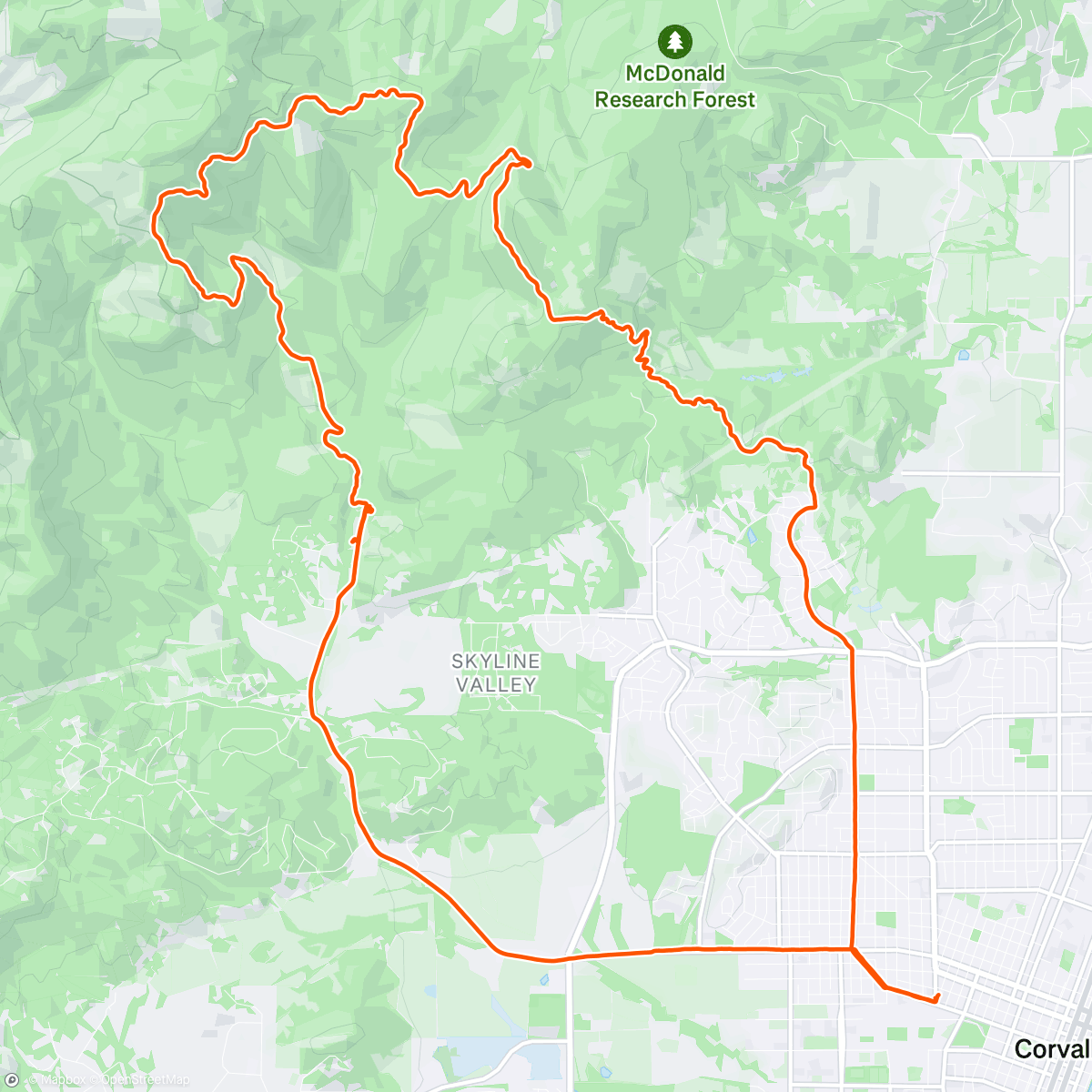 Map of the activity, Corvallis Greenbelt Traverse