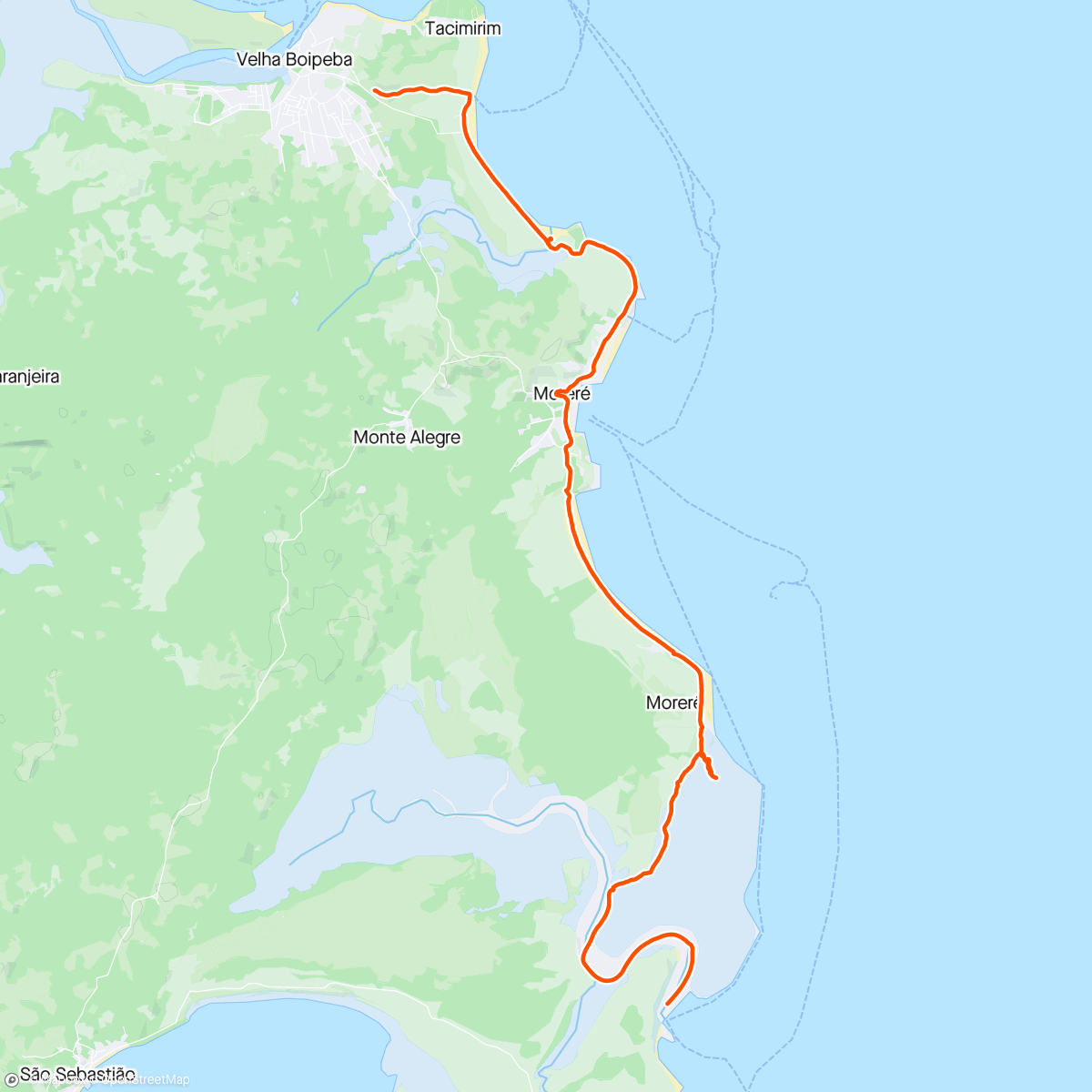 Map of the activity, Marche au bord de l'atlantique sud