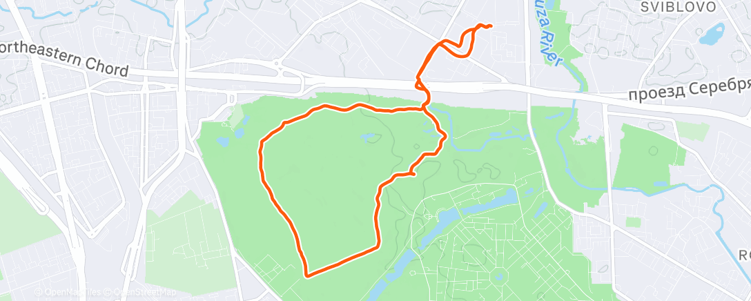 Map of the activity, Afternoon Run