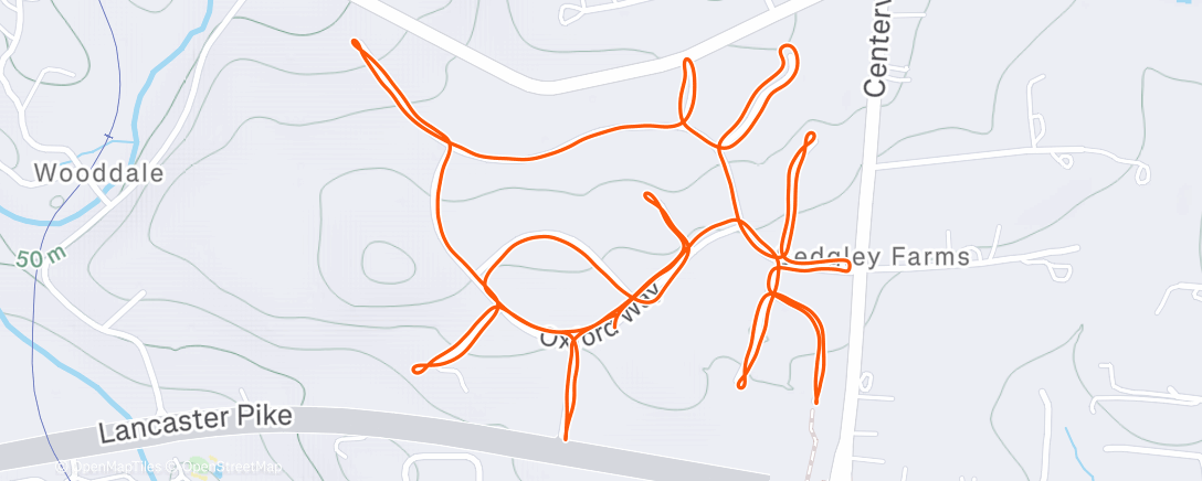 Map of the activity, Afternoon Run