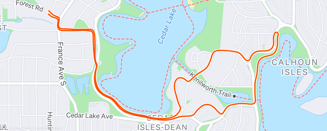 Map of the activity, Afternoon Run