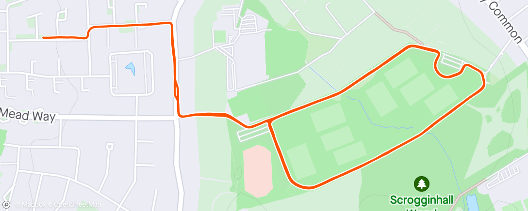 Map of the activity, Afternoon Run - 7.5k easy/steady w/Alistair