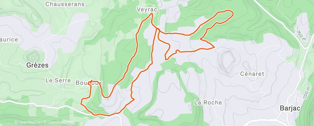 Map of the activity, Course à pied dans l'après-midi