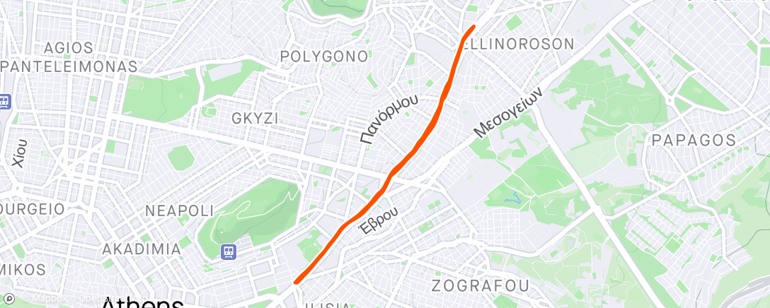 Map of the activity, Morning Run in Athens with some friends!!