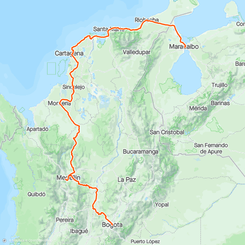 Ruta B Completa 1782,4Km Maracaibo - Bogota Alt 18.226m | 1,782.0 km ...