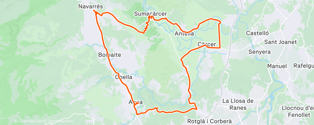 Map of the activity, Anna-Sellent-Gavarda-Antella-pto. Sumarcárcer-Navarrés-Anna