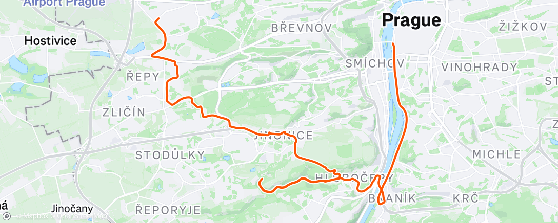Map of the activity, Evening Ride