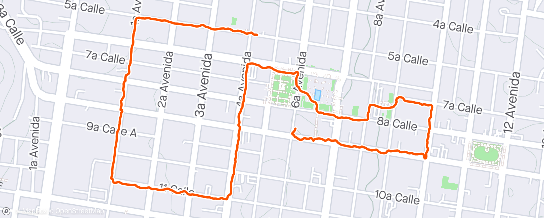 Map of the activity, Walking Guatemala City, first day