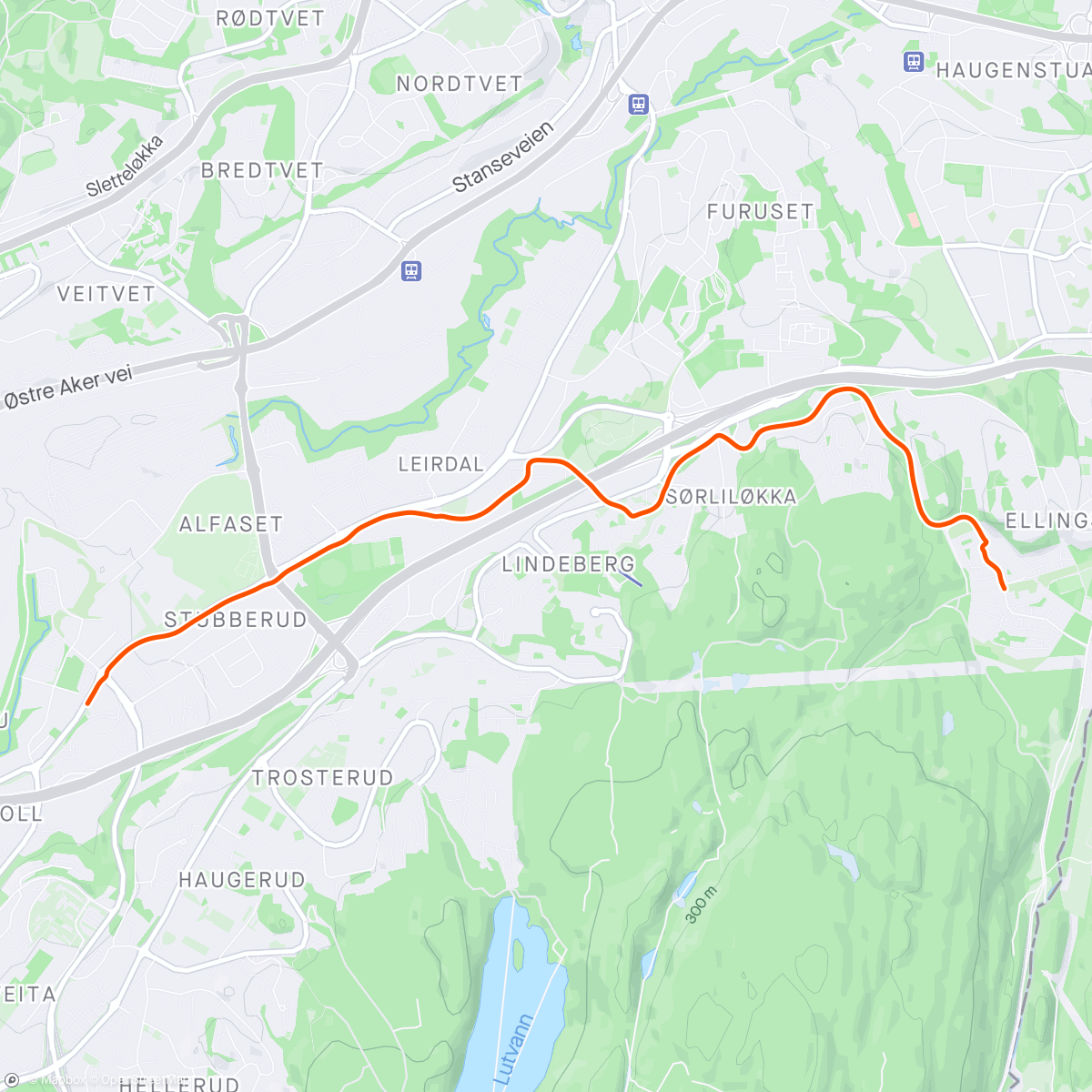 Map of the activity, Morning Ride og buss for sykkel etter mislykket forsering av fortauskant