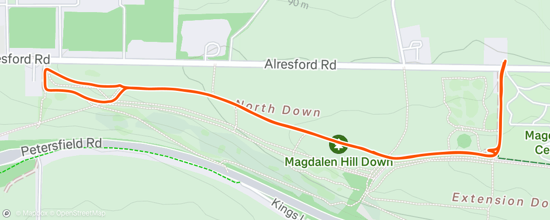 Map of the activity, Magdalen Hill Down Butterfly Reserve Walk With Dave