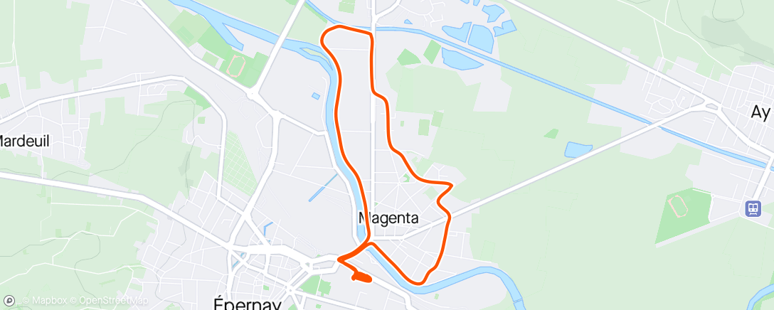 Mapa de la actividad, Course à pied en soirée