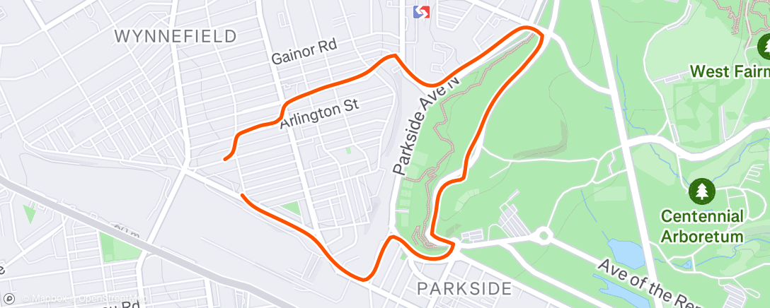 Map of the activity, Afternoon Run