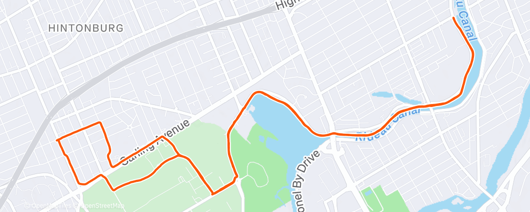 Map of the activity, Evening Run