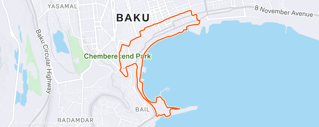 Map of the activity, Evening Run