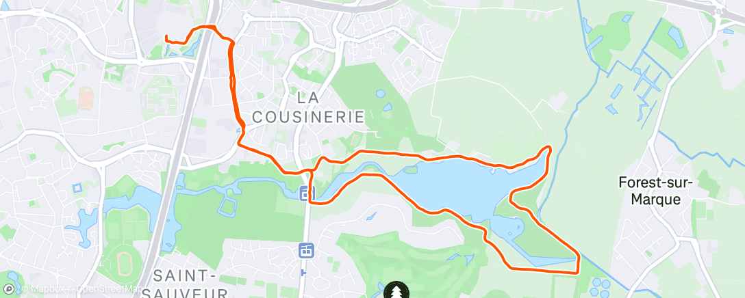 Map of the activity, Course à pied le soir