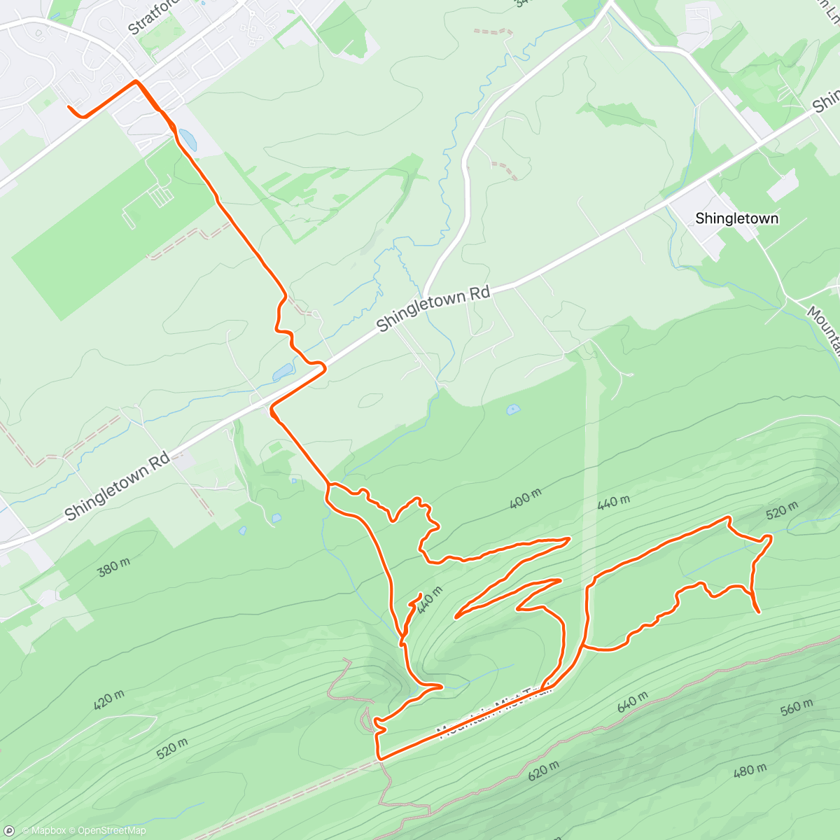 Map of the activity, Trying out the new Musser Gap trails