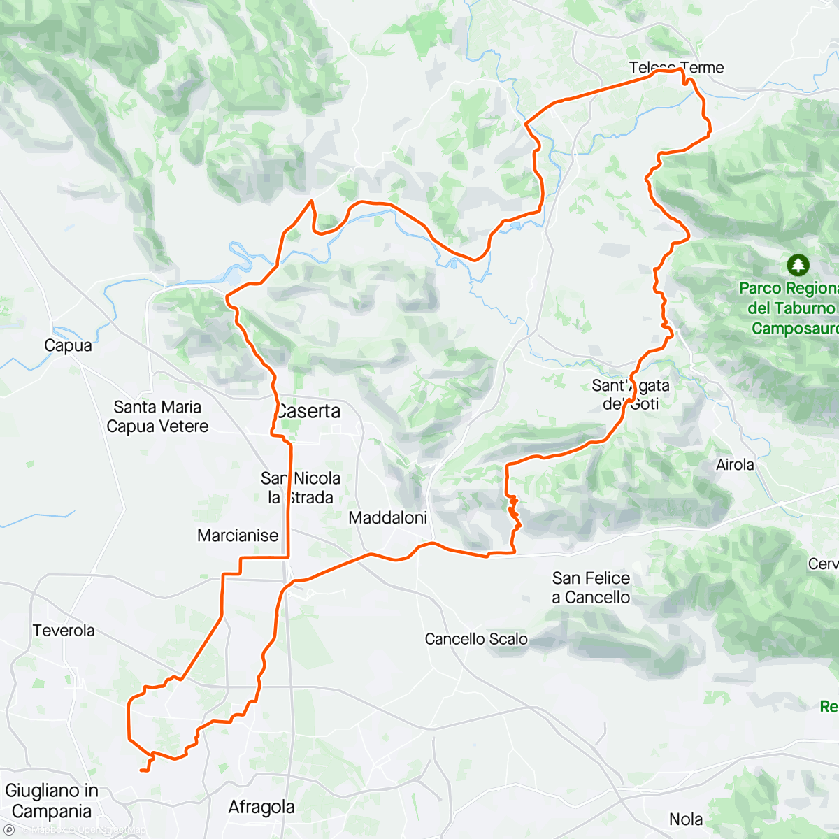 Map of the activity, Giro tra Sant'Agata dei Goti e Solopaca