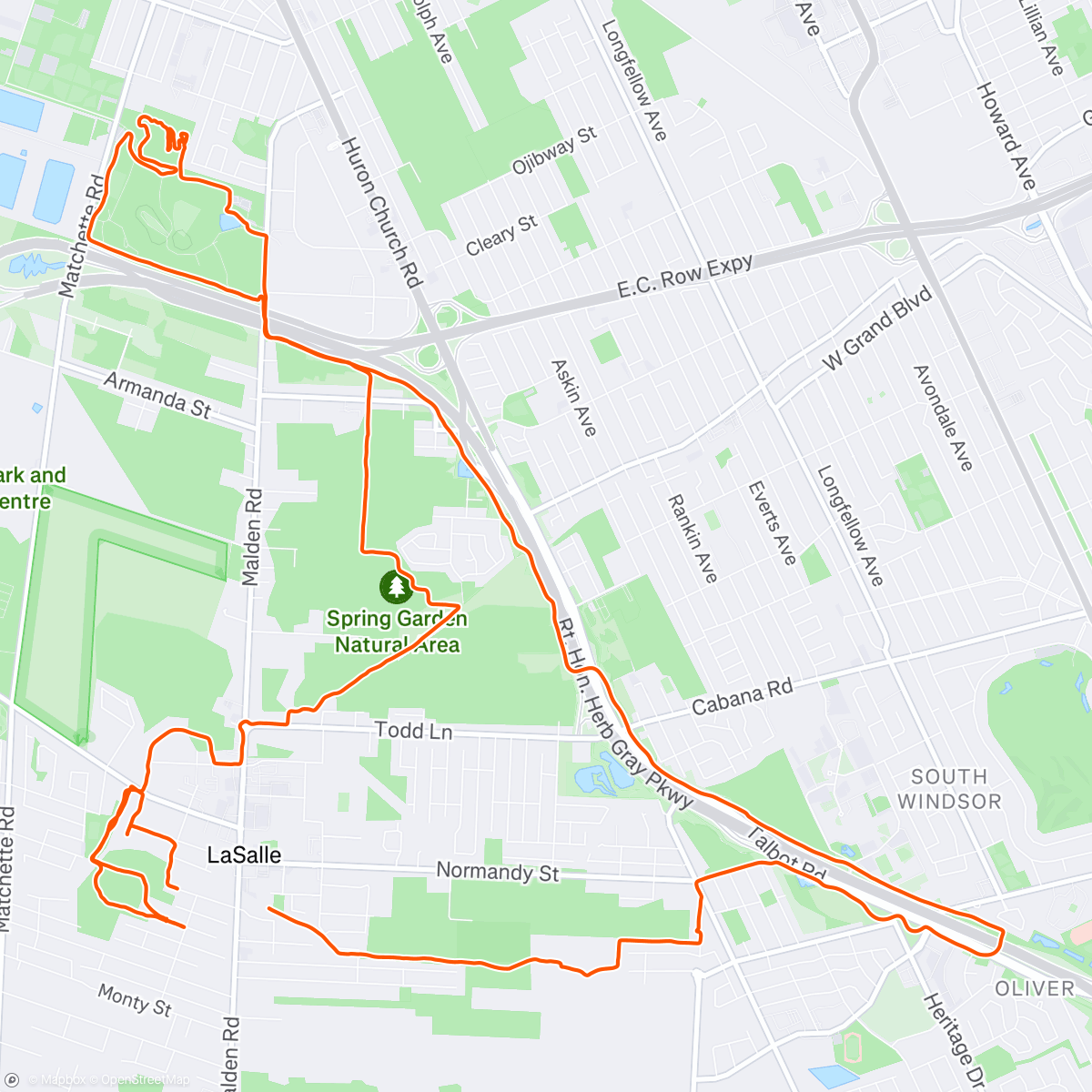 Map of the activity, Night Ride