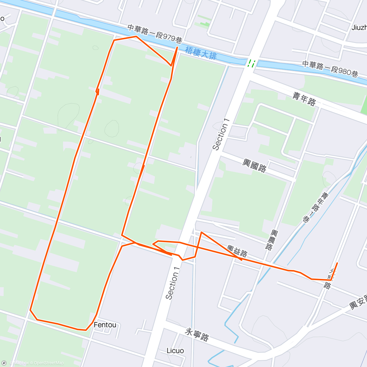 Mapa de la actividad, 跑步