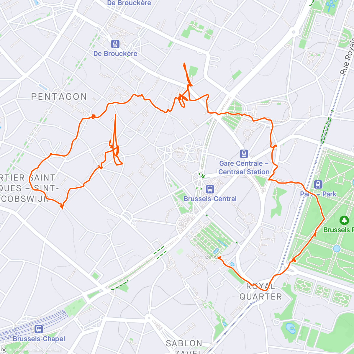 Map of the activity, Brussels walking tour