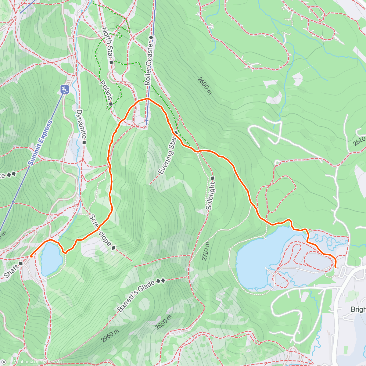 Map of the activity, morning hike with kate