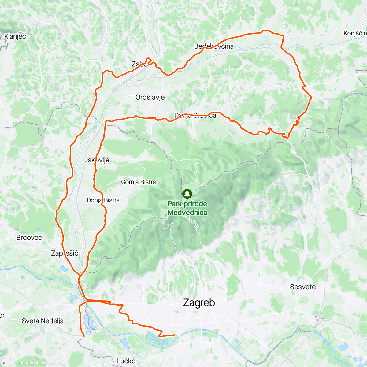 アクティビティ「Šbz trening dužina/distanca Km+」の地図