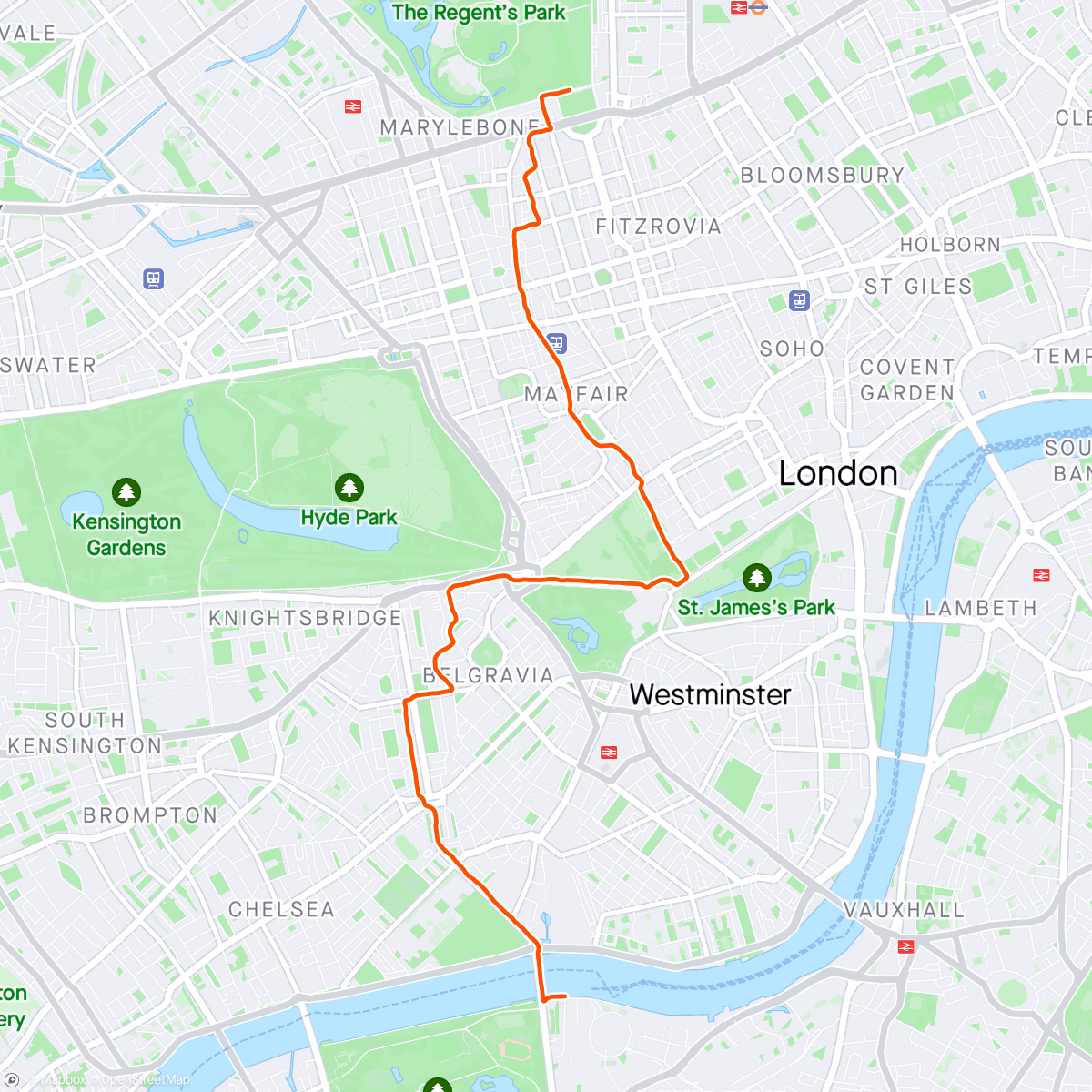 Map of the activity, Run home (to Regent’s Park at least)