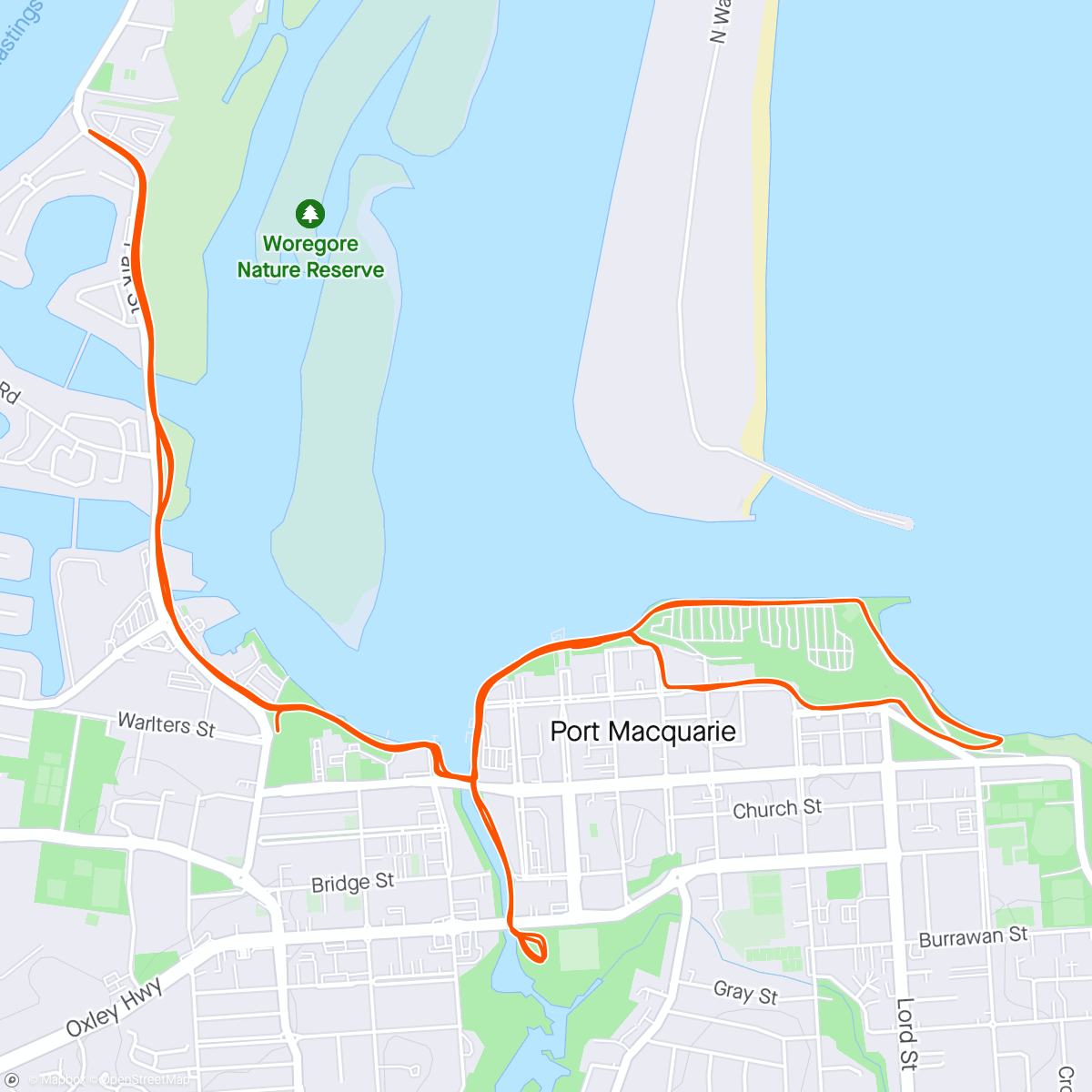 Map of the activity, Port Mac IM 70.3 Run