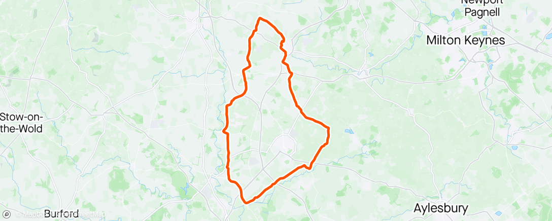 Map of the activity, Left most my rear wheel in Fringford