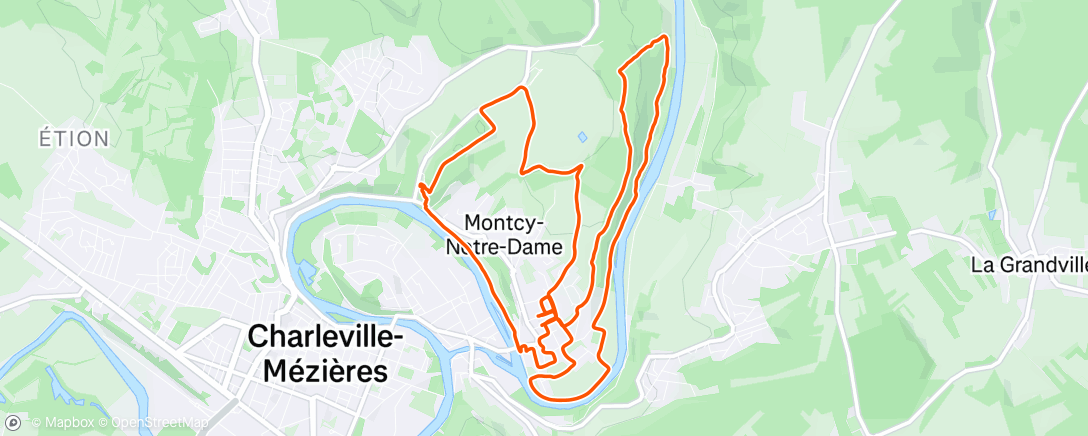 Map of the activity, Trail Montcy notre dame