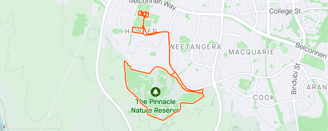 Map of the activity, Hawker Ovals, Lap of Pinnacle, Hawker