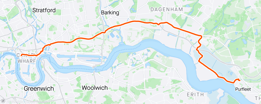Map of the activity, Ride home from work